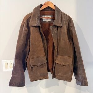 Men's Classic Brown Leather Field Jacket